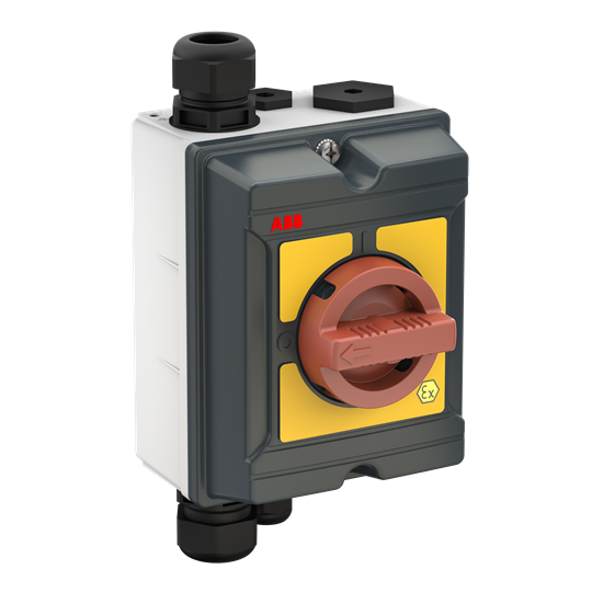 Interrupteur de maintenance ATEX EMV, 4 pôles 415V AC23A 40A, 18,5kW avec poignée rouge-jaune
