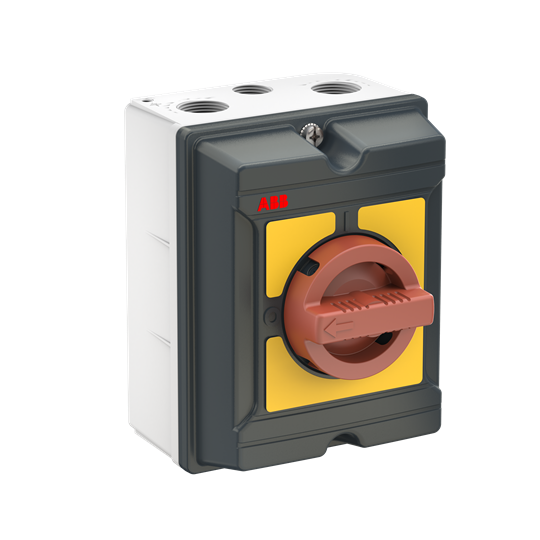 Interrupteur de maintenance EMV, 4 pôles 415V AC23A 16A, 7,5kW avec poignée rouge-jaune 1SCA164958R1001