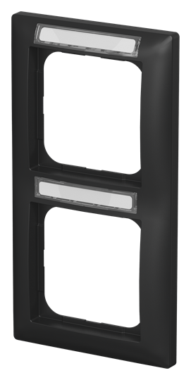 Abdeckrahmen mit Sichtfenster, senkrecht mit Beschriftungsfeld 2-fach schwarz