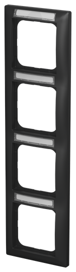 Abdeckrahmen mit Sichtfenster, senkrecht mit Beschriftungsfeld 4-fach schwarz