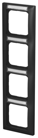 Abdeckrahmen mit Sichtfenster, senkrecht mit Beschriftungsfeld 4-fach schwarz