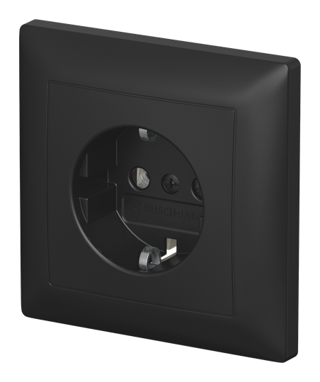 SCHUKO® Steckdose ohne Spreize schwarz matt - Busch-balance® SI Vollplatte