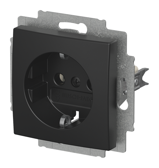 SCHUKO® Steckdosen-Einsatz mit Schraubklemmen schwarz matt - Busch-balance® SI