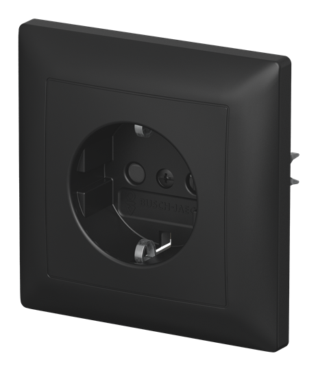 SCHUKO® Steckdose Safety+ schwarz matt - Busch-balance® SI Vollplatte