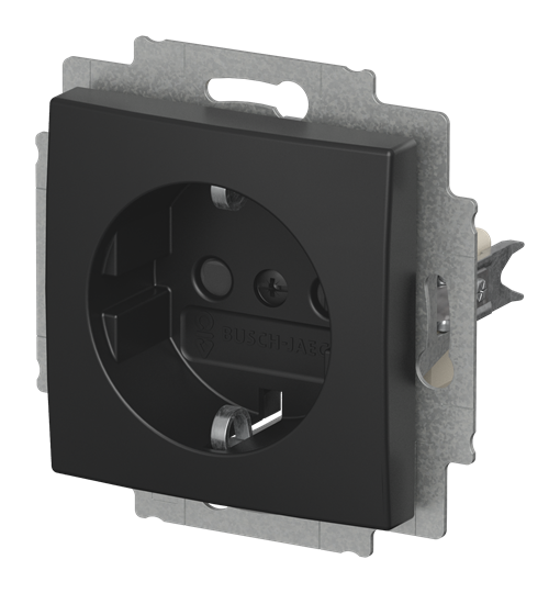 SCHUKO® Steckdosen-Einsatz Safety+ mit Schraubklemmen schwarz matt -