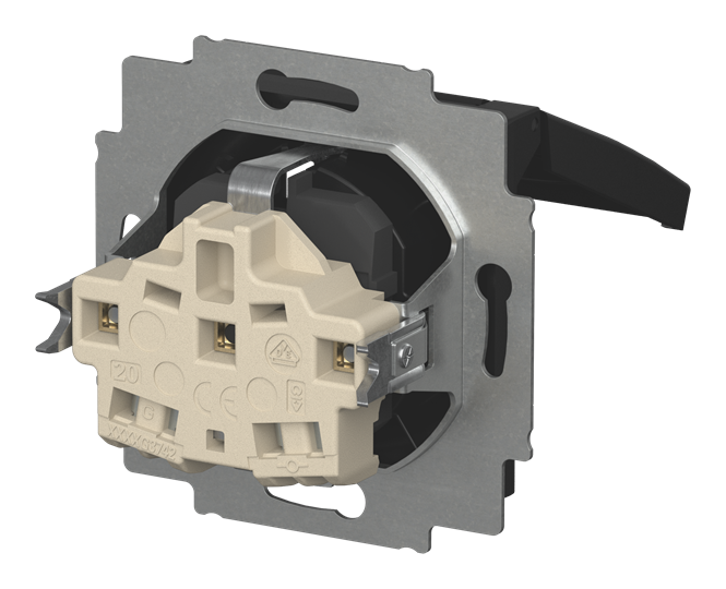 SCHUKO® Steckdosen-Einsatz IP44 Safety+ mit Klappdeckel schwarz matt -