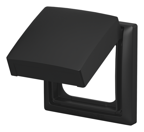 Abdeckrahmen mit Klappdeckel 1-fach schwarz matt - Busch-balance® SI