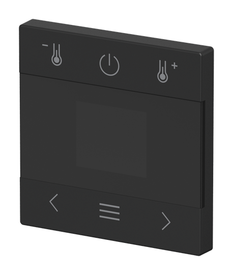 Zentralscheibe mit Aufdruck Symbole "Temperatur auf/ab, Power, links, Menü,