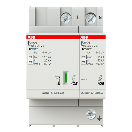 Parafoudre combiné T1-T2 12.5kA/Pol, TT/TN 1+N, Uc 440V, Up 1, 8 kV