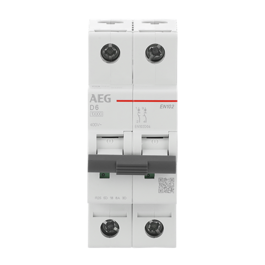Disjoncteur AEG ElfaPlus 10 kA, caractéristique D, 6 A, 2P