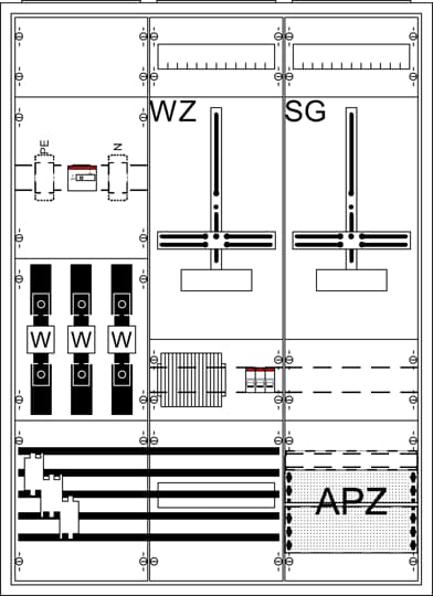 9RE 3FB, Komplettschrank nach VDE-AR-N 4100:2026-04, In 100 A, DPB