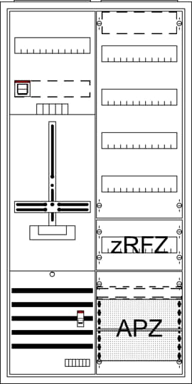 Armoire complète, trois points, A27 1Z1V4A2z Q16, Classe de protection II, Degré de protection IP31