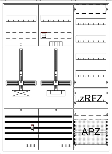 Armoire complète, trois points, A37 1Z1S1V4A2z 16Q, Classe de protection II, Degré de protection IP31