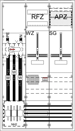 Armoire complète de mesure et de conversion A39, 250 A (RDF=1) à 25°C, croisement de compteur