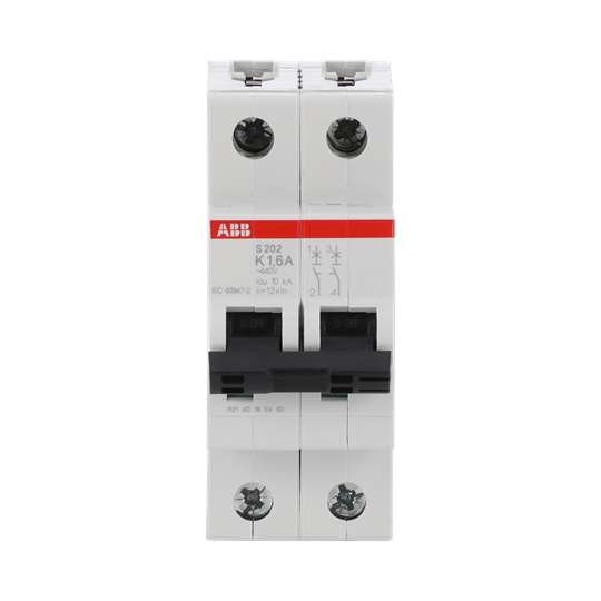 Disjoncteur automatique K-Char., 6 kA, 1.6 A, 2P