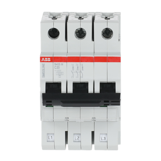 Disjoncteur C-Car., 20 A, 10 kA, 3P, enfichable