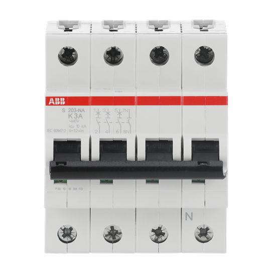Disjoncteur K-Char., 6 kA, 3 A, 3P+NA