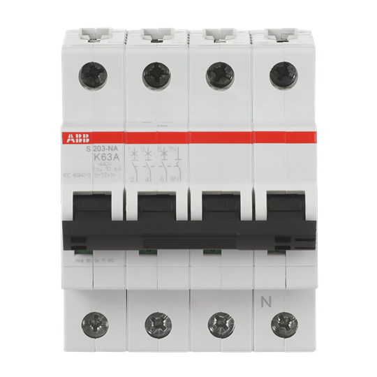 Disjoncteur K-Char., 6 kA, 63 A, 3P+NA