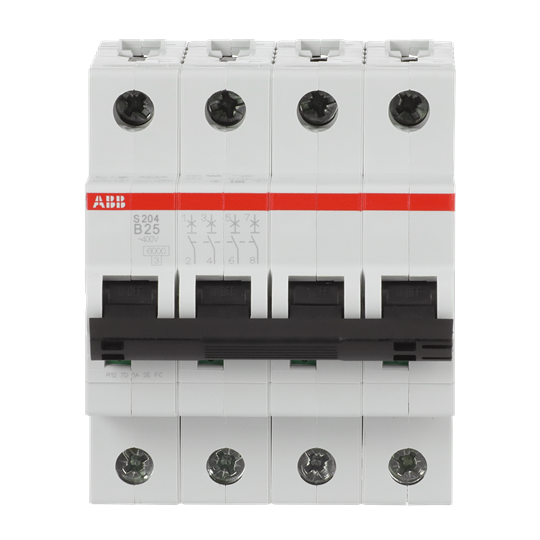 Disjoncteur B-Char., 6 kA, 25 A, 4P