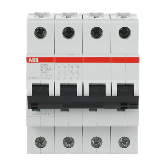 Disjoncteur Z-Char., 6 kA, 10 A, 4P