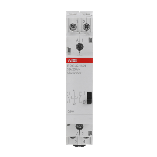 Interrupteur à impulsion bobine 24 V AC/12 V DC, 32 A, 1 Normalement ouvert + 1 Normalement fermé