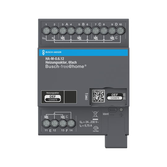 Heizungsaktor, 6-fach, 230 V, REG, BJE für Busch-free@home®