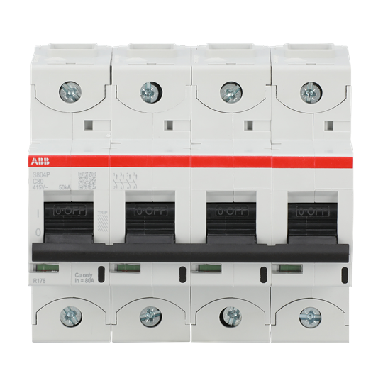 Disjoncteur haute performance 80A, courbe C, Icu=50kA 240/415V AC, 4P
