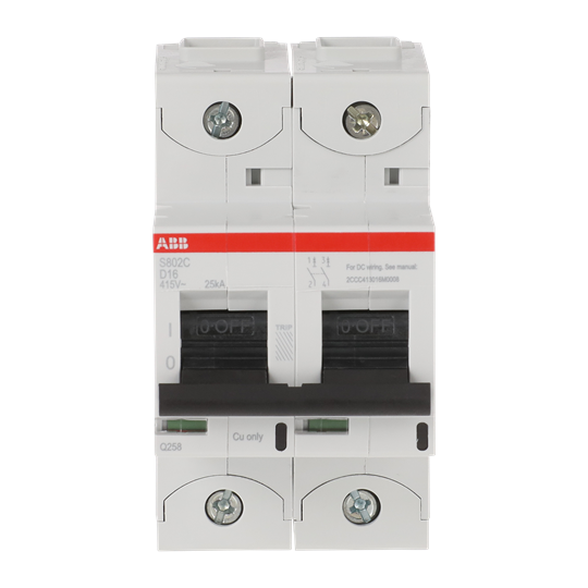Disjoncteur haute performance, 16A, D, 415V AC=Icu 25 kA, 2P