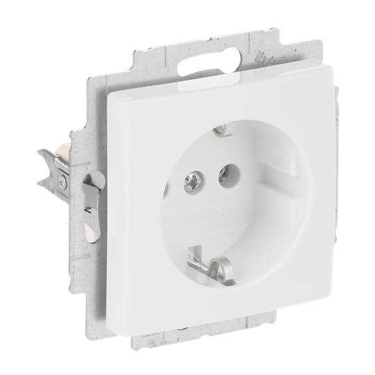 SCHUKO® Steckdosen-Einsatz mit Steckanschluss alpinweiß - Busch-balance® SI