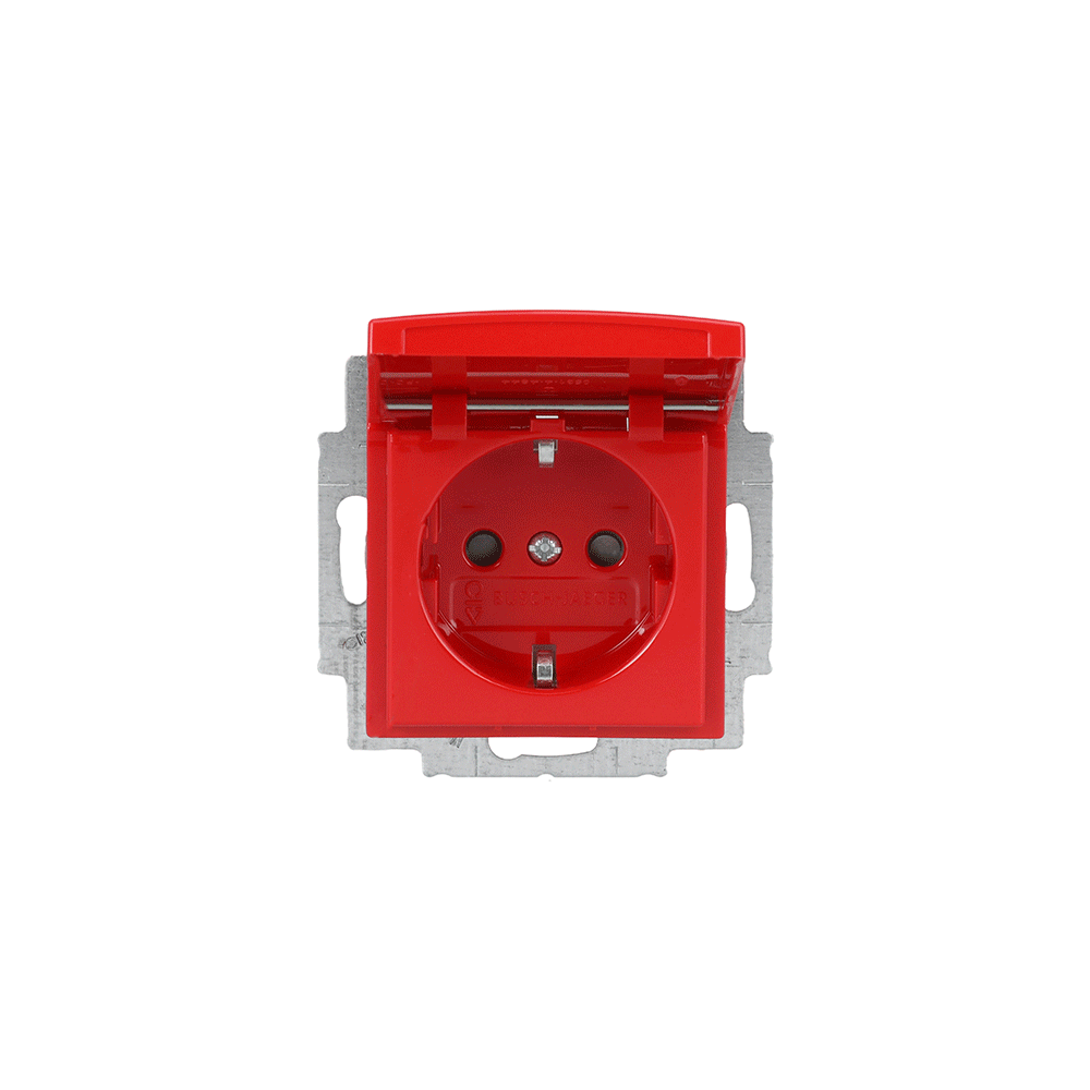 SCHUKO® Steckdosen-Einsatz Safety+ mit Klappdeckel rot - Busch-balance® SI