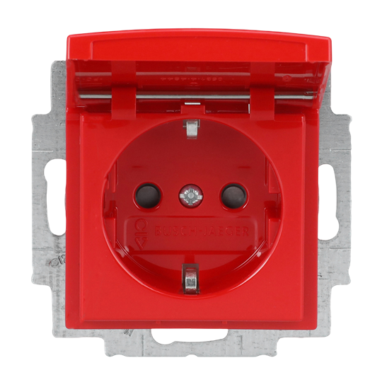 SCHUKO® Steckdosen-Einsatz Safety+ mit Klappdeckel rot - Busch-balance® SI