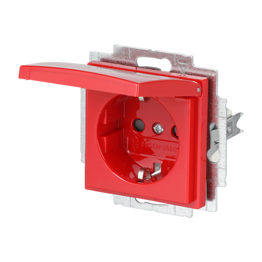 SCHUKO® Steckdosen-Einsatz Safety+ mit Klappdeckel rot - Busch-balance® SI