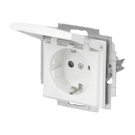 SCHUKO® Steckdosen-Einsatz Safety+ mit Klappdeckel mit Beschriftungsfeld