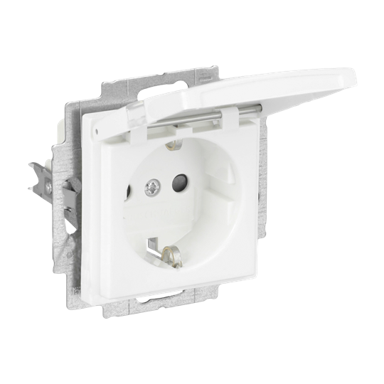 SCHUKO® Steckdosen-Einsatz Safety+ mit Klappdeckel mit Beschriftungsfeld