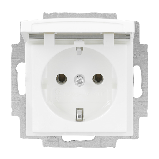 SCHUKO® Steckdosen-Einsatz mit Klappdeckel ohne Spreize alpinweiß -