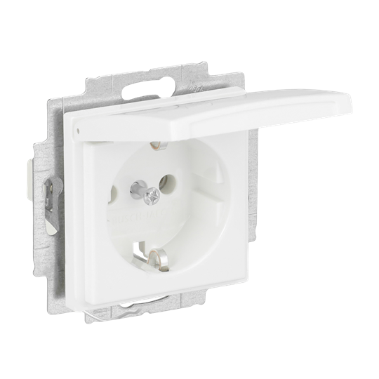 SCHUKO® Steckdosen-Einsatz mit Klappdeckel ohne Spreize alpinweiß -