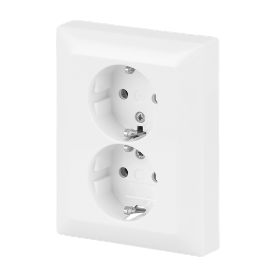 SCHUKO® Doppelsteckdose Komplettabdeckung ohne Spreize alpinweiß -