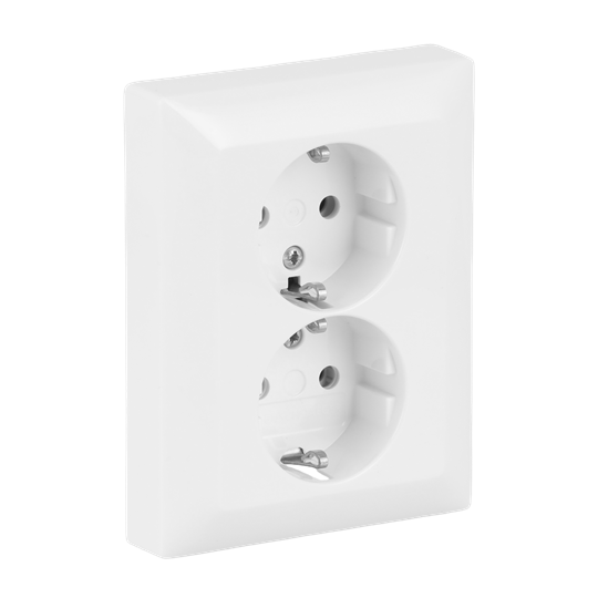 SCHUKO® Doppelsteckdose Komplettabdeckung ohne Spreize alpinweiß -