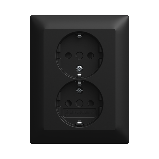 SCHUKO® Doppelsteckdose Komplettabdeckung Safety+ schwarz matt -