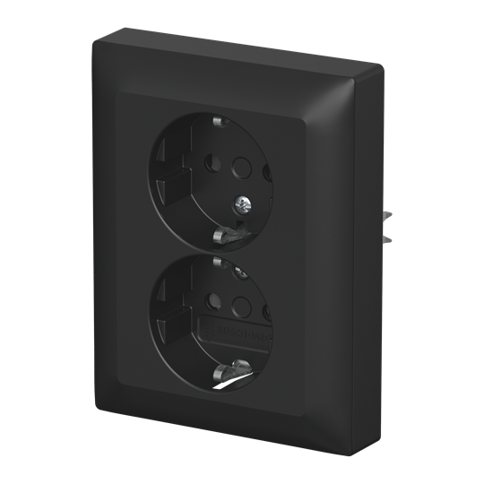 SCHUKO® Doppelsteckdose Komplettabdeckung Safety+ schwarz matt -