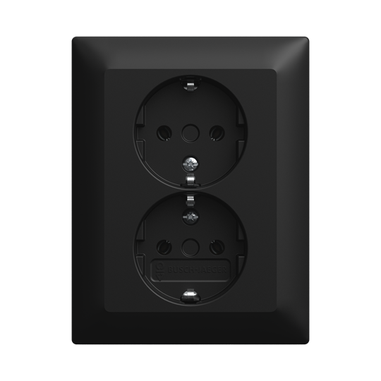 SCHUKO® Doppelsteckdose Komplettabdeckung ohne Spreize schwarz matt -
