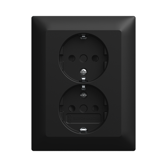 SCHUKO® Doppelsteckdose Komplettabdeckung Safety+ ohne Spreize schwarz matt -
