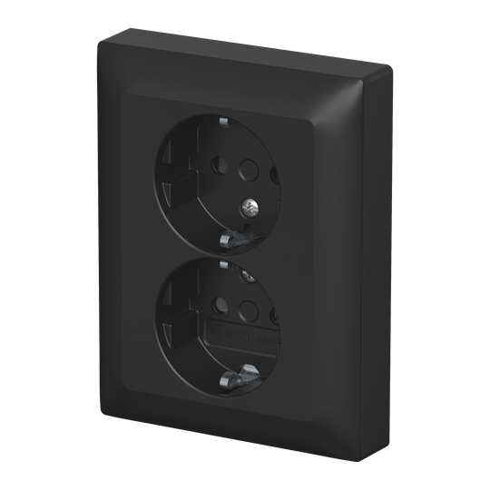 SCHUKO® Doppelsteckdose Komplettabdeckung Safety+ ohne Spreize schwarz matt -