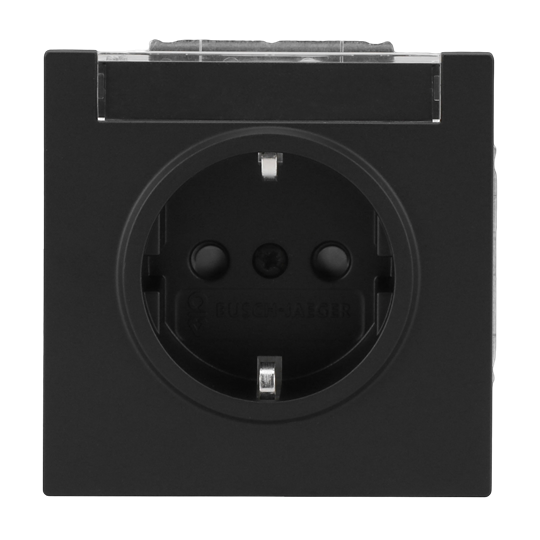 SCHUKO® Steckdose Safety+ mit Beschriftungsfeld schwarz matt - Busch-art linear®