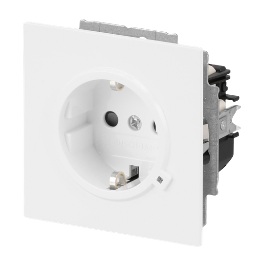 SCHUKO® Steckdosen-Einsatz Safety+ mit LED Kontrolllicht /grün studioweiß -
