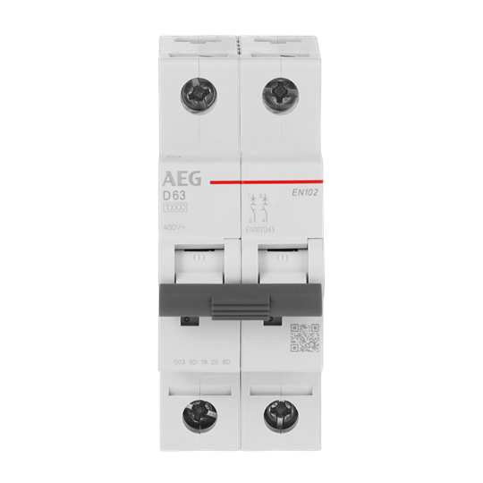 Disjoncteur AEG ElfaPlus 10 kA, caractéristique D, 63 A, 2P