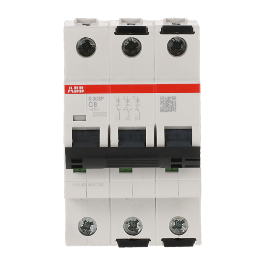 Disjoncteur automatique C-Char., 25 kA, 8A, 3P