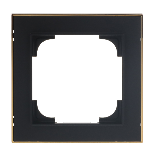 Abdeckrahmen mit Dekorring 1-fach schwarz matt/gold - Busch-art linear®