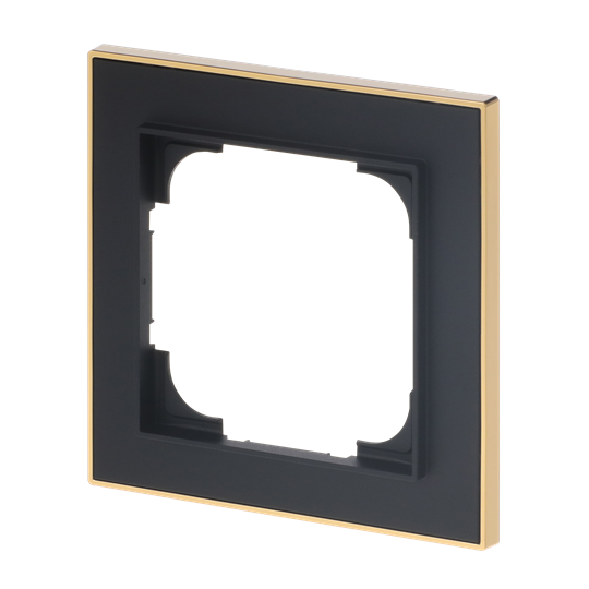 Abdeckrahmen mit Dekorring 1-fach schwarz matt/gold - Busch-art linear®