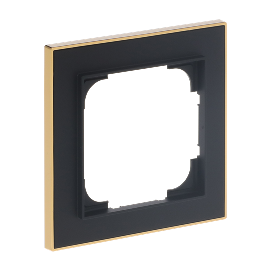 Abdeckrahmen mit Dekorring 1-fach schwarz matt/gold - Busch-art linear®